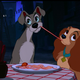 Lady and the Tramp sharing spaghetti